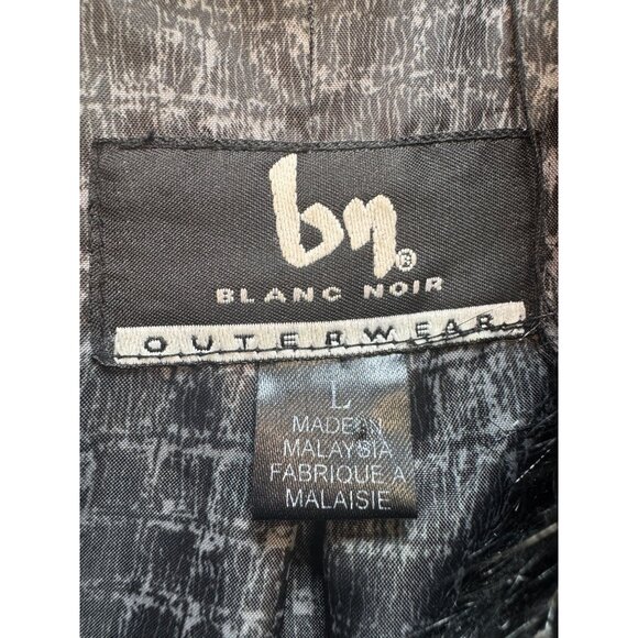 Blanc Noir Outerwear Women's Fur Coat Fox Fur Collar Cuffs Sz L Blue Y2K - Picture 3 of 14